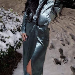 ASOS satin blue maxi dress